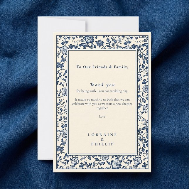 Cartões de agradecimentos De Casamento Foral Botân (Elegant Botanical Floral Wedding Thank You Card.)