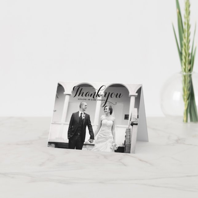 Cartões de agradecimentos de Casamento Fotográfico (Frente)