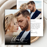 Cartões de agradecimentos De Casamento Fotográfico<br><div class="desc">Elegante Cartões de agradecimentos De Casamento Fotográfico do Roteiro 2 Moderno de Calliografia. modelo na moda obrigado com uma foto vertical de cheio na frente com o texto "Obrigados" em uma letra mimada de tipografia tipográfica, escrita à mão, com uma letra de rabo-de-banho branca na capa branca e uma foto...</div>