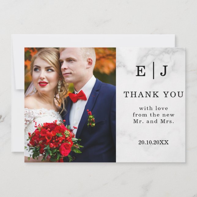 Cartões de agradecimentos de Casamento Fotográfico (Frente)