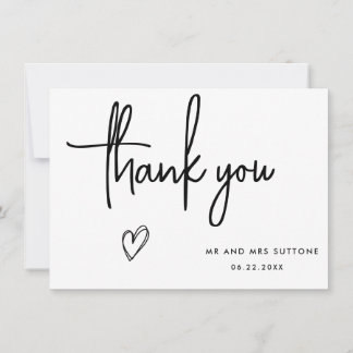 Cartões de agradecimentos de casamento manuscrito,