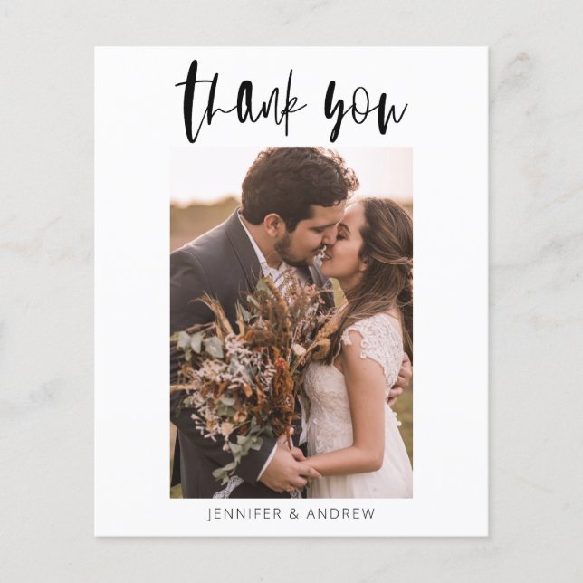 Cartões de agradecimentos de Casamento Minimalista (Frente)