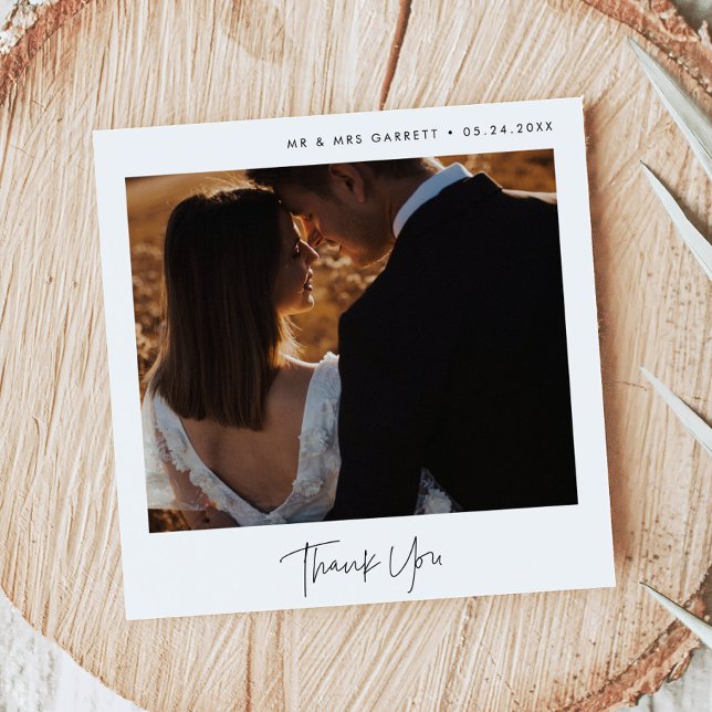 Cartões de agradecimentos de casamento minimalista (square wedding thank you photo card)