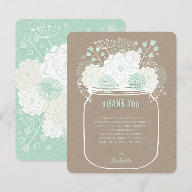 Cartões de agradecimentos De Casamento Mint Blooms (Frente/Verso)