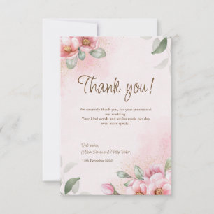 Cartões de agradecimentos de casamento Rosa Floral