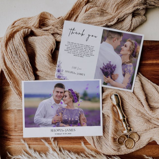 Cartões de agradecimentos de Casamento Roxo (Purple Wedding Thank You Card)