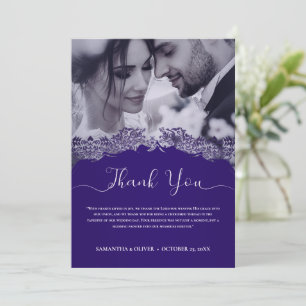 Cartões de agradecimentos de Casamento Roxo Elegan