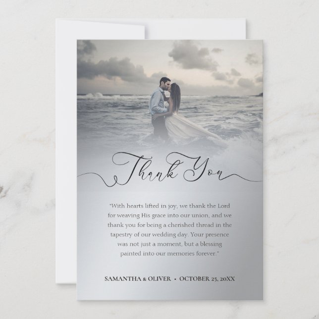 Cartões de agradecimentos de Casamento Silver Mini (Frente)