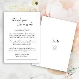 Cartões de agradecimentos de casamento simples mod