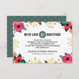 Cartões de agradecimentos de Casamento Teal Rosa F