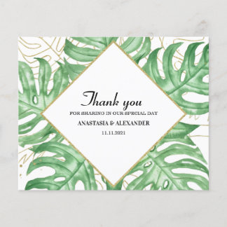 Cartões de agradecimentos de Casamento Tropical El