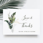 Cartões de agradecimentos de Casamento Verde de Fo<br><div class="desc">Este cartões de agradecimentos de casamento apresenta folhagem tropical verde-aquosa,  folha de palmeiras,  folha de bananeira com sotaque de folhas de ouro. A cor de fundo pode ser alterada. Perfeito para casamentos,  aniversários,  graduações e outros eventos. >>> Veja a coleção inteira >> https://www.zazzle.com/collections/tropical_foliage_green_collection-119021829937676776</div>