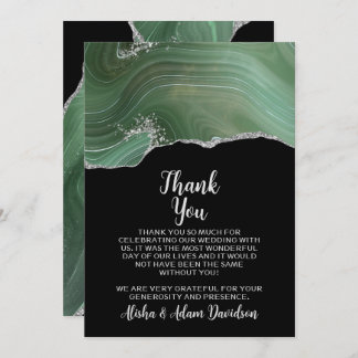 Cartões de agradecimentos de Casamento Verde Prata