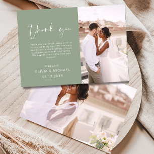 Cartões de agradecimentos de Casamento Verde Sage 