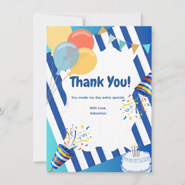 Cartões de agradecimentos de Celebração Azul (Frente)