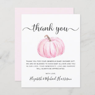 Cartões de agradecimentos de Chá de Bebê Pumpkin O