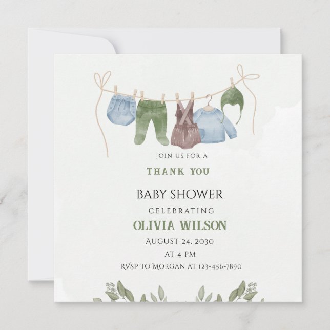 Cartões de agradecimentos de Chá de fraldas bege v (Frente)