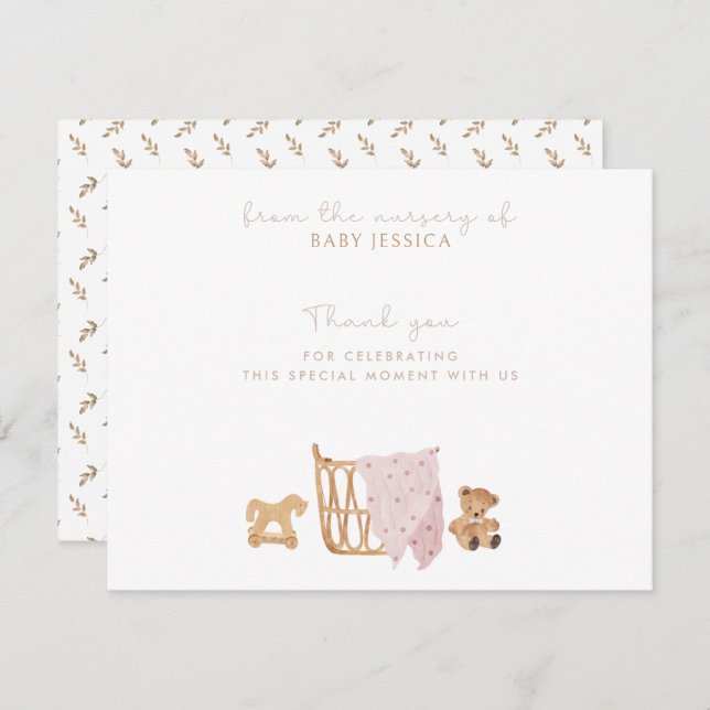 Cartões de agradecimentos de Chá de fraldas Boho - (Frente/Verso)