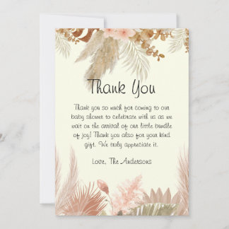 Cartões de agradecimentos de Chá de fraldas Boho P