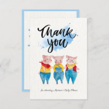 Cartões de agradecimentos De Chá de fraldas De 3 P