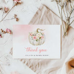 Cartões de agradecimentos de Chá de fraldas de Abó<br><div class="desc">Um Elegante Floral e Pumpkin Cor-de-Água Rosa. Edite o texto,  a cor e o estilo da fonte no navegador. Veja toda a nossa coleção no nosso Design do Partido Cava compro.</div>