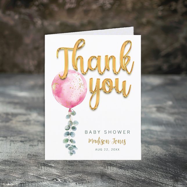 Cartões de agradecimentos de Chá de fraldas de Bal (Pink Thank You Card)