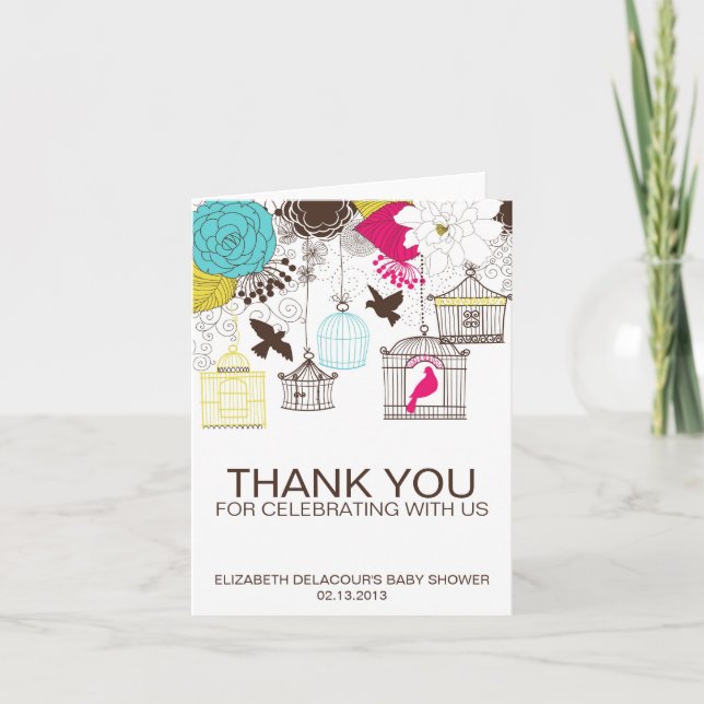 Cartões de agradecimentos de Chá de fraldas de Bir (Frente)