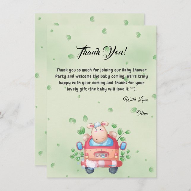 Cartões de agradecimentos de Chá de fraldas de bor (Frente/Verso)