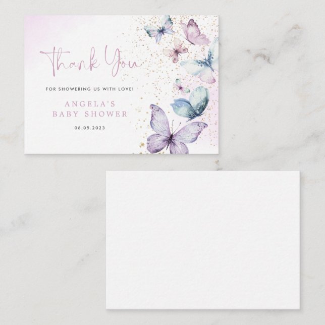 Cartões de agradecimentos de Chá de fraldas de bor (Frente/Verso)