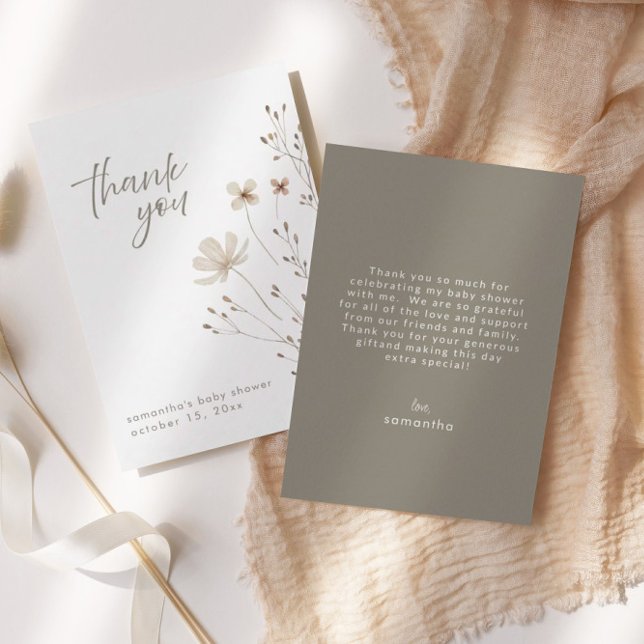 Cartões de agradecimentos de Chá de fraldas de flo (Criador carregado)