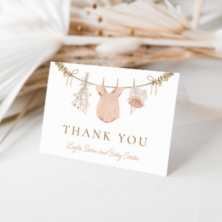 Cartões de agradecimentos de Chá de fraldas de lin