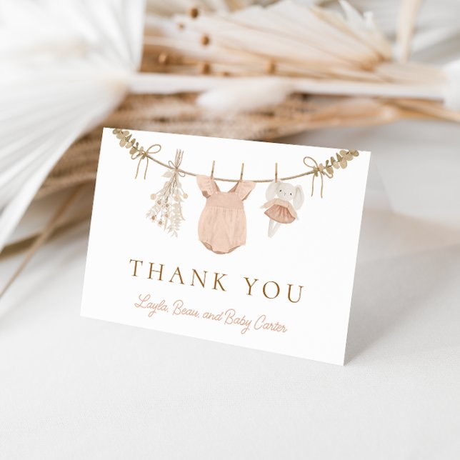 Cartões de agradecimentos de Chá de fraldas de lin (Criador carregado)