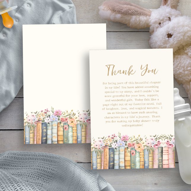 Cartões de agradecimentos de Chá de fraldas de Liv (Elegant Floral Book Baby Shower Thank You Card by Painted Paperie
)