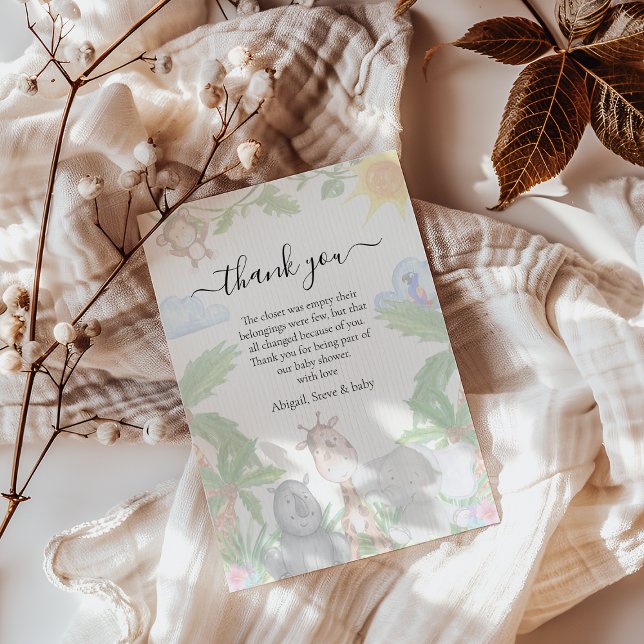 Cartões de agradecimentos de Chá de fraldas de saf (Criador carregado)