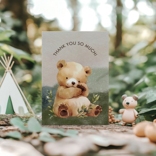 Cartões de agradecimentos de Chá de fraldas de Urs (Cute Baby Bear Baby Shower Thank You Card)
