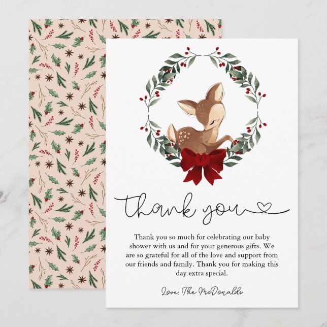 Cartões de agradecimentos de Chá de fraldas de Vea (Frente/Verso)