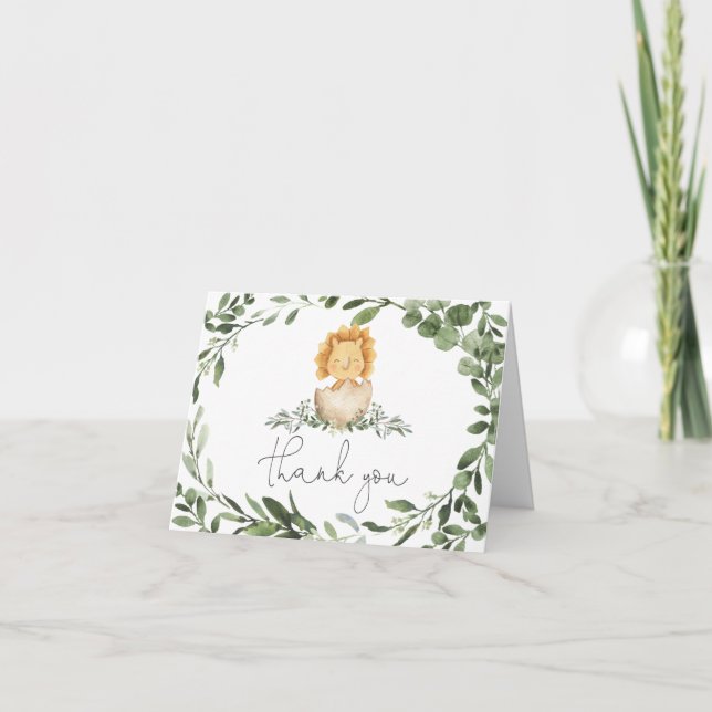 Cartões de agradecimentos de Chá de fraldas Dinoss (Frente)