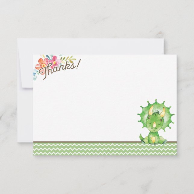 Cartões de agradecimentos de Chá de fraldas Dinoss (Frente)