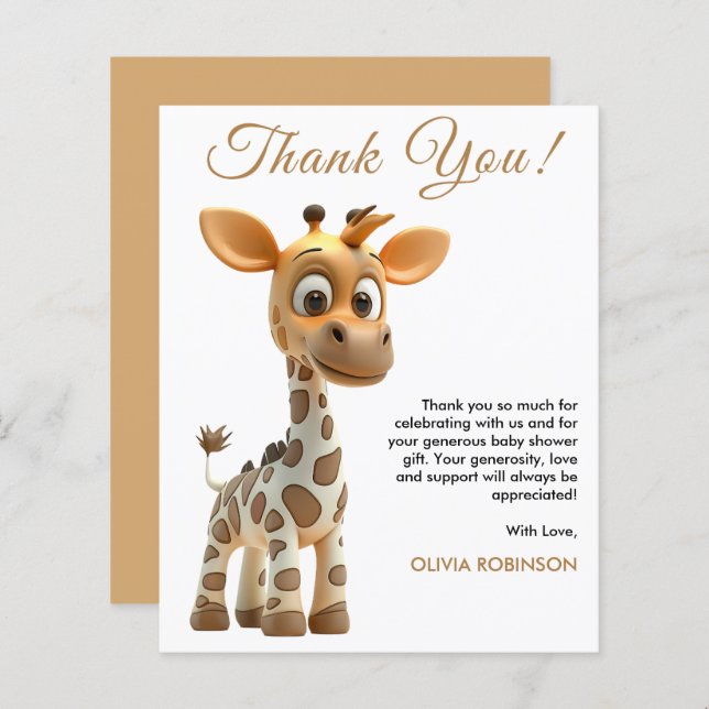 Cartões de agradecimentos de Chá de fraldas do Bab (Frente/Verso)