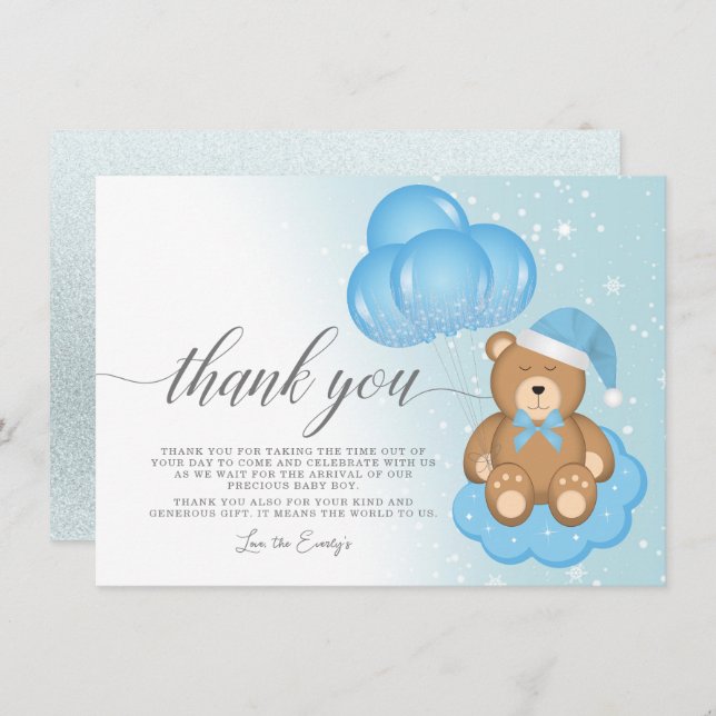 Cartões de agradecimentos de Chá de fraldas do Bal (Frente/Verso)