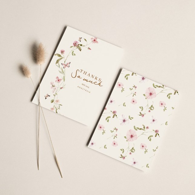 Cartões de agradecimentos de Chá de fraldas Floral (Criador carregado)