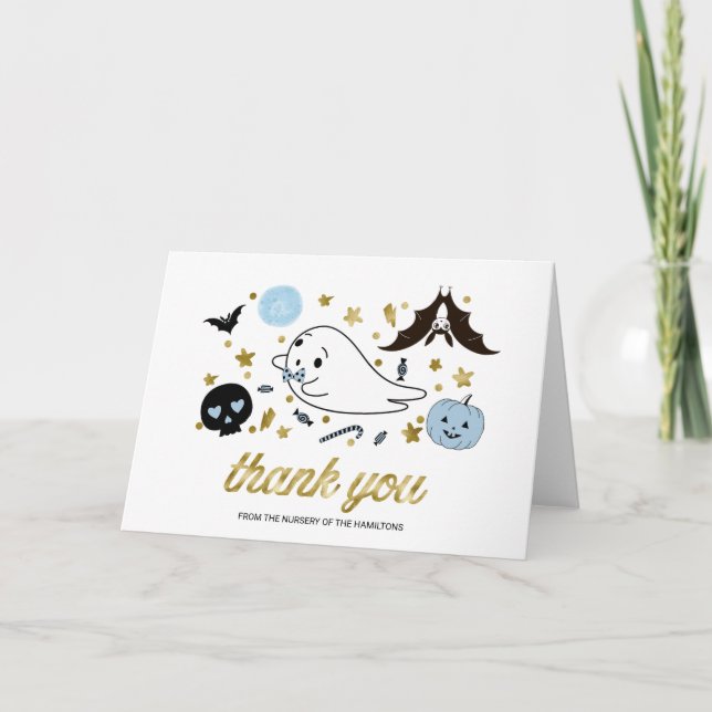 Cartões de agradecimentos de Chá de fraldas Ghost  (Frente)