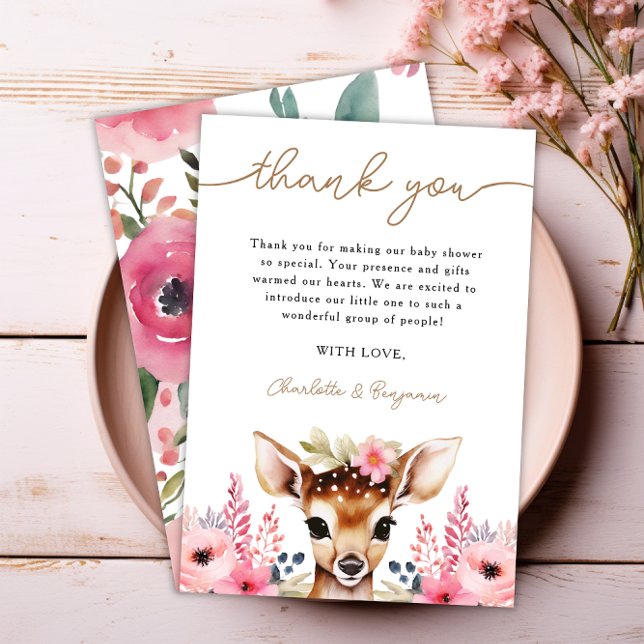 Cartões de agradecimentos de Chá de fraldas mais b (Oh Deer Cute Baby Shower Thank You Card)