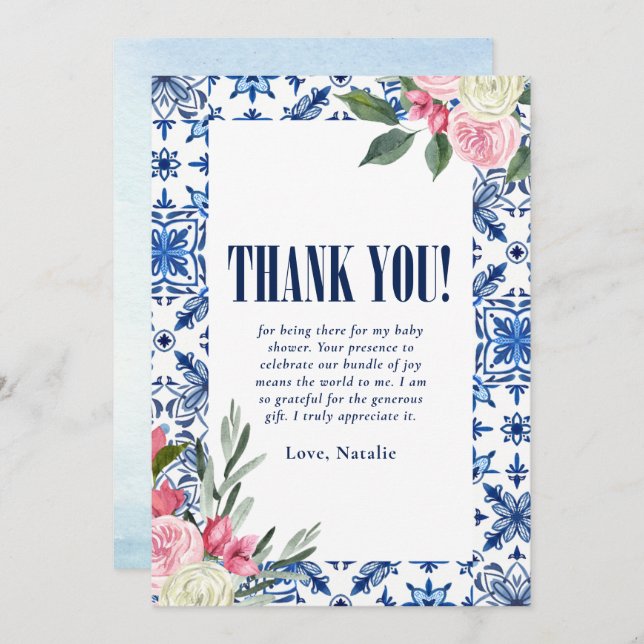 Cartões de agradecimentos de Chá de fraldas Mamma  (Frente/Verso)