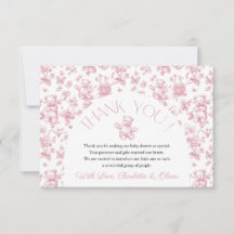 Cartões de agradecimentos de Chá de fraldas Rosa R