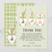 Cartões de agradecimentos de Chá de fraldas Verde 