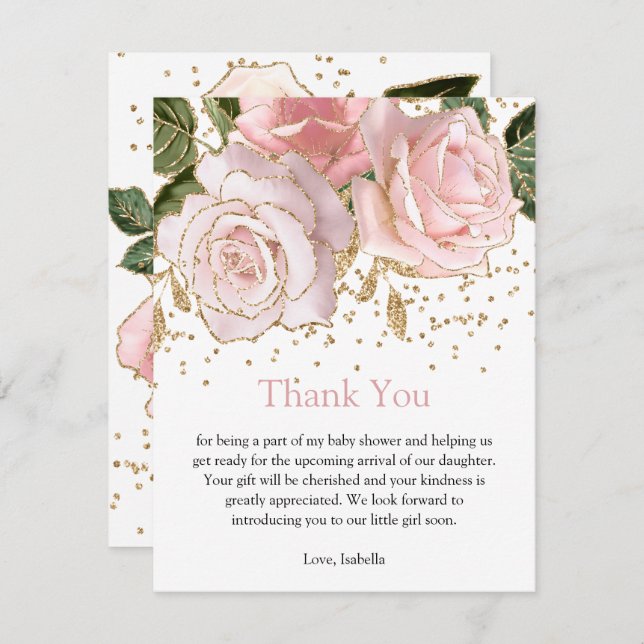 Cartões de agradecimentos de Chá de Garota Floral  (Frente/Verso)