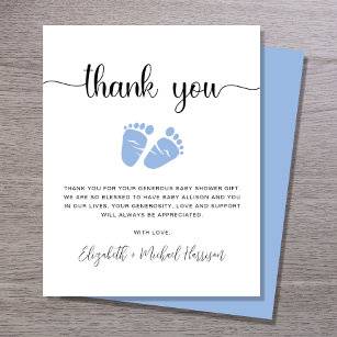 Cartões de agradecimentos de Chá do Baby Boy