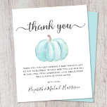 Cartões de agradecimentos de Chá do Baby Boy Pumpk<br><div class="desc">Obrigado seu filho chá convidados com este cartões de agradecimentos bonitinho,  amigável,  com "obrigado você" em um roteiro de cinza com pestanas e uma aquarela azul de abóbora. Por baixo,  você pode personalizar facilmente seu obrigado,  enviar uma mensagem ou deixar o vazio para uma nota manuscrita.</div>