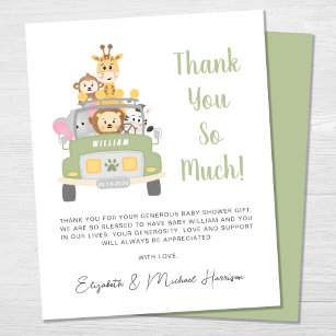 Cartões de agradecimentos de Chá Safari Baby Boy